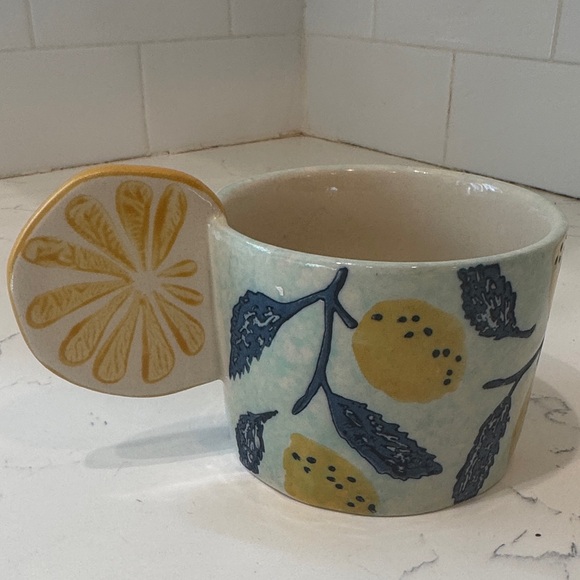 Anthropologie Blue and Yellow Lemon Mug - Picture 7 of 8